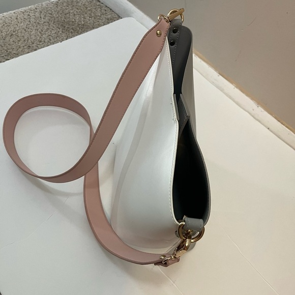 Bucket Bag White Gray & Pink Shoulder Bag by Summer & Rose Crossbody Purse - Picture 6 of 11